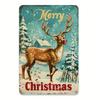 Retro Merry Christmas Tin Sign 12x8 Inch Rustic Holiday Wall Art Home Decor