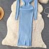 Abito aderente a maniche lunghe a maniche lunghe con scollo a O elegante elegante da donna Abito aderente in maglia aderente alla moda sexy con abiti elastici sottili