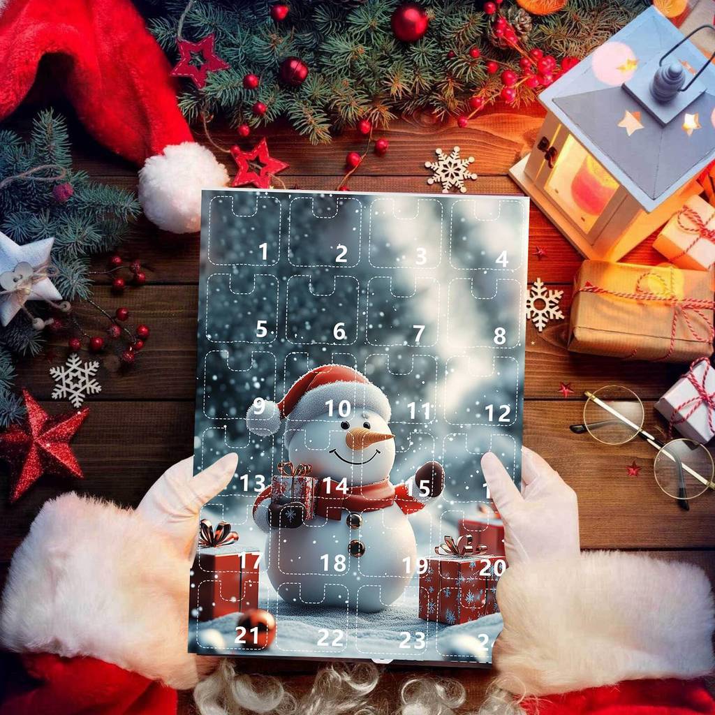 Weihnachts-Countdown-Adventskalender Mit Süßem Schneemann Acryl-Dekorationen Für Feiertagsgeschenke Und Party-Deko