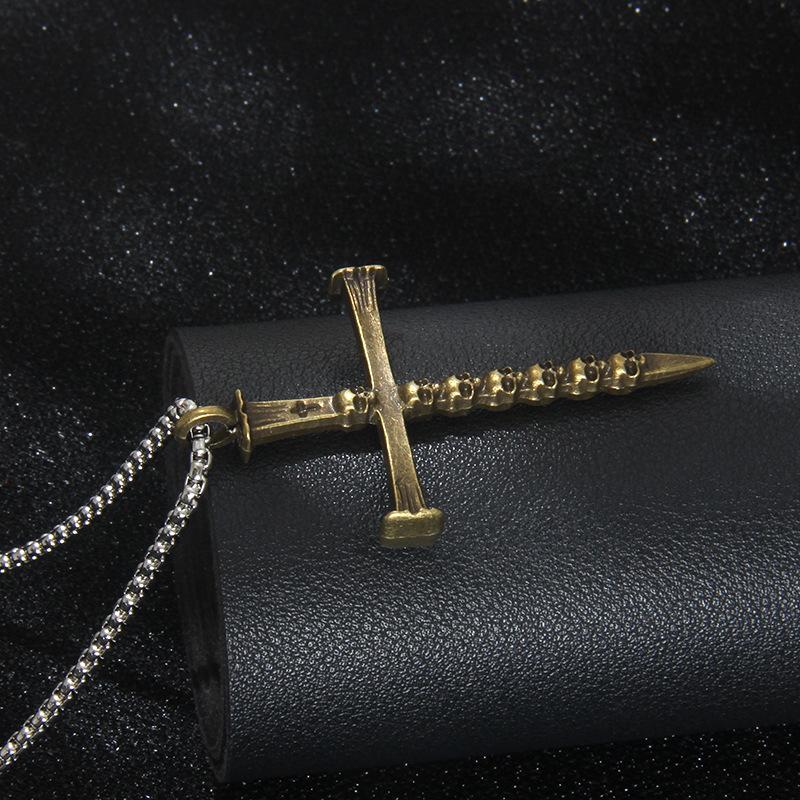 Hip-hop Mini Skull Cross Stainless Steel Necklace for Men, Personalized Dominant Long Sweater Chain Accessory