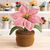 Crocheted Lilies Potted Plant Home Decors Artificial Knitted Flower Pot Ornament for Mother Day Teacher Appreciation Gift