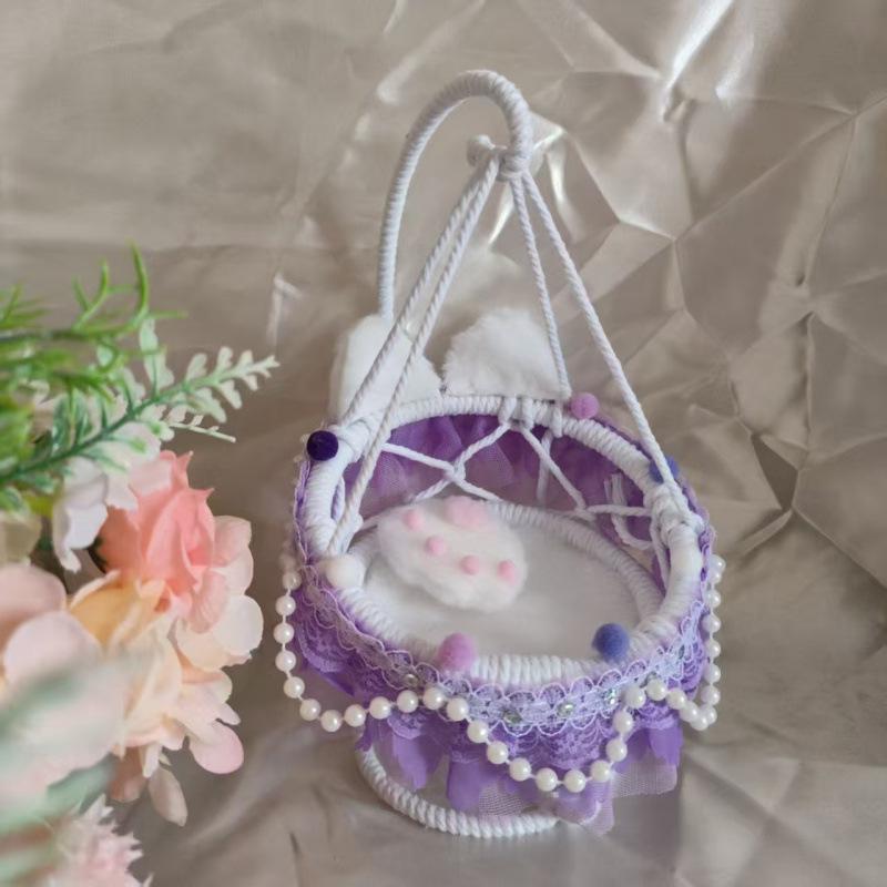 Hand-Woven Cotton Doll Hanging Chair Basket Swing Hammock – Free Home Shipping