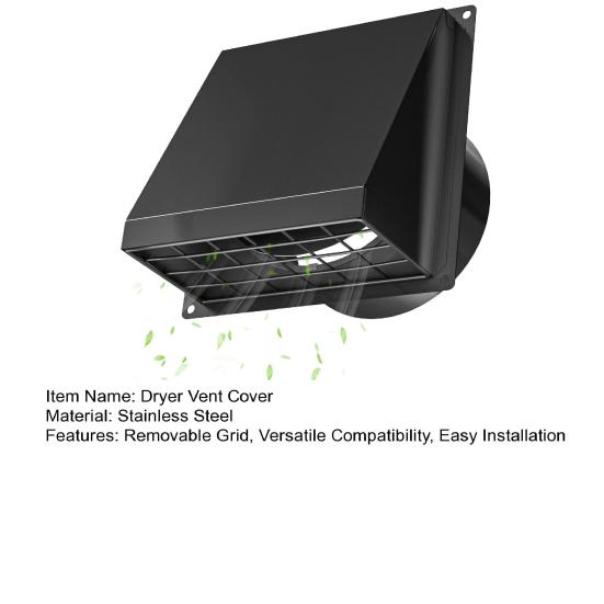 Tørketrommelventilasjonsdeksel 4 tommer Ute med Avtakbart Gitter Enkel Installasjon Rustfritt Stål Veggmontert Avtrekksventil