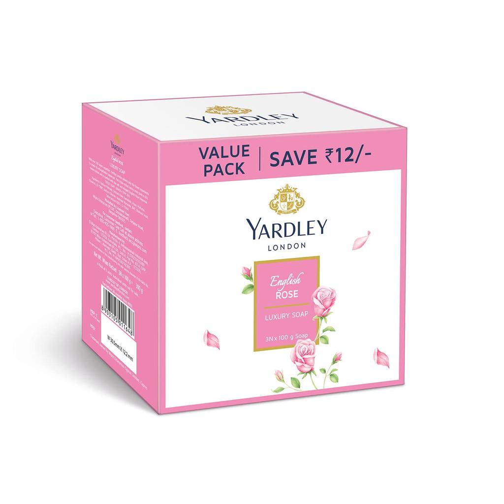 Yardley London English Rose Luxury Soap  100G X 3N Each For Soft Skin With Timeless Floral Fragrance And Creamy Lather
