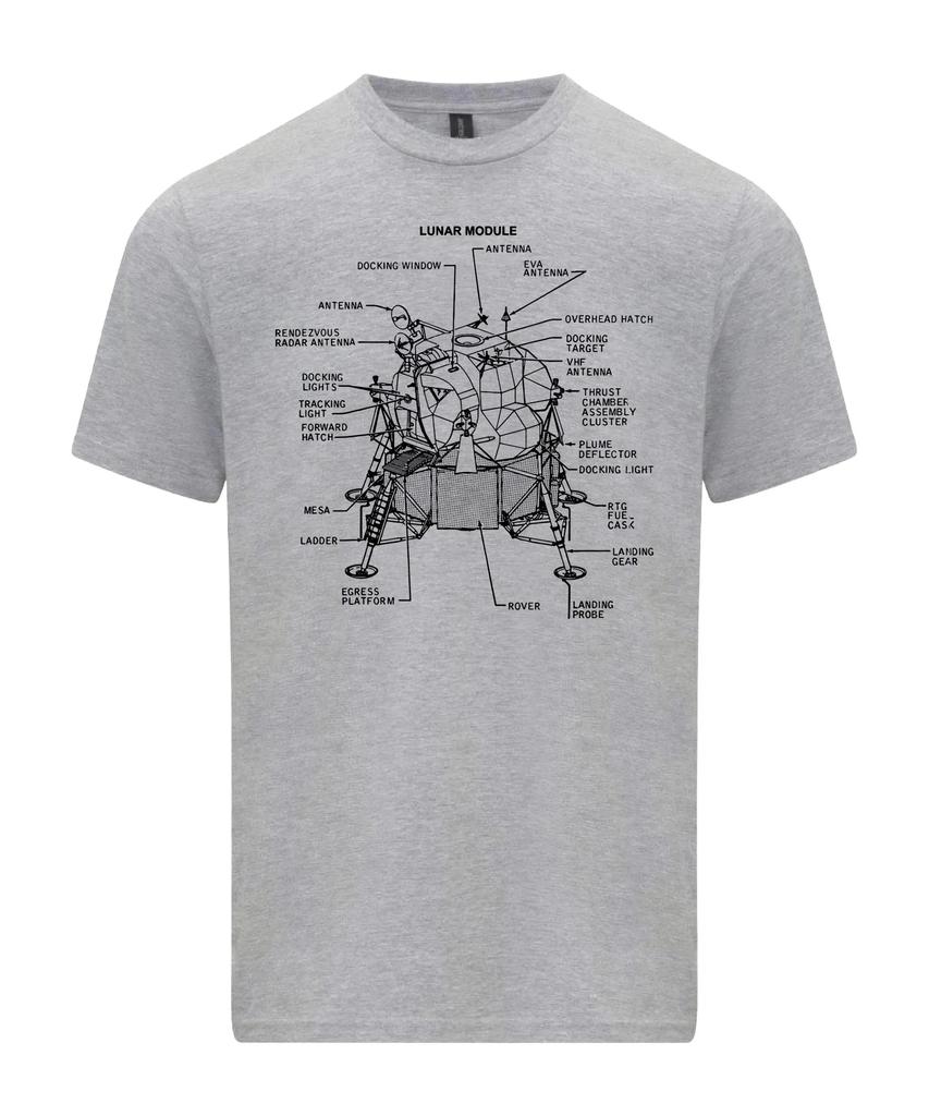 Eagle Lunar Lander T-Shirt Apollo 11 Moon Landing Tee Graphic T Shirts Retro Streetwear Crew-neck Short-sleeved Men's T-shirt
