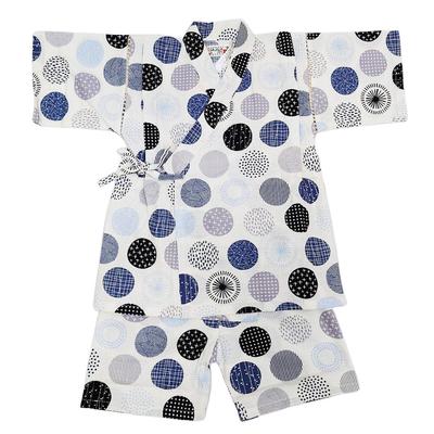 Jinbei Top and Made with Japanese Nordic Polka Dot 120cm Boys' Set, Bottoms, 100% Cotton, Fabric, Ivory,