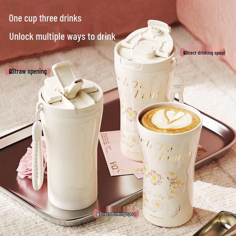 Vanow Begonia Flower 500ml Ceramic Insulated Travel Mug