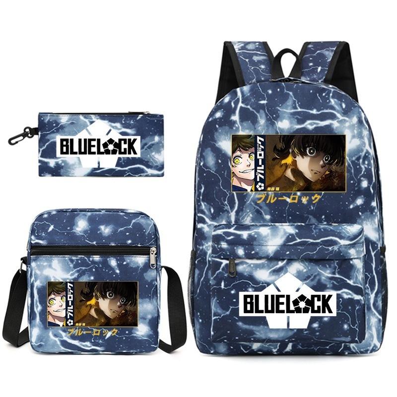 Large Capacity Schoolbag with Shoulder Strap; Student Three-piece Pencil Case Set