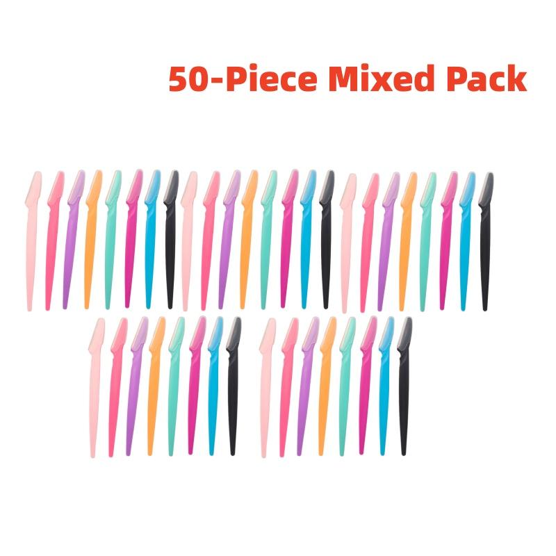10-Piece Mixed Stainless Steel Matte Eyebrow Razors: Candy-Colored, Safety-Type with Straight Handle