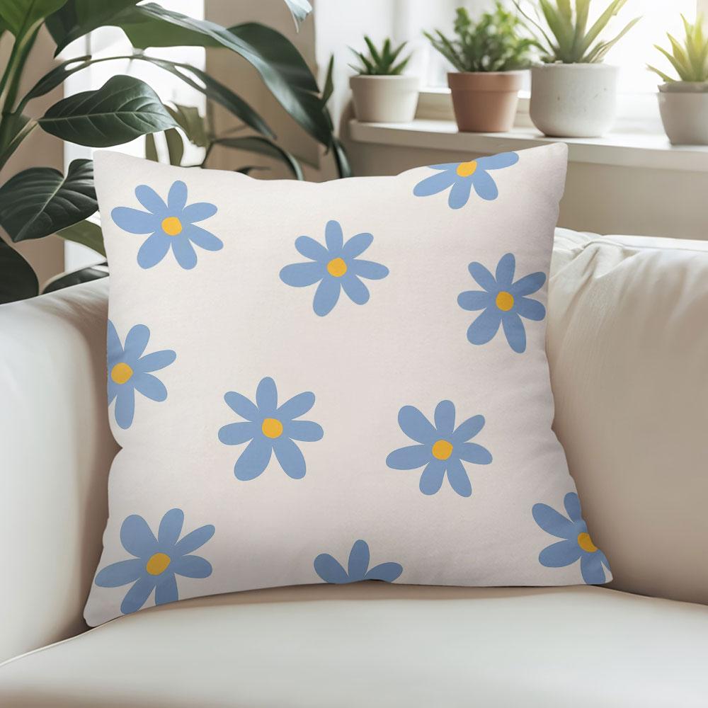 Sky Daisy Square Jacquard Pillow Cover for Sofa Office Waist Cushion Cover Home Decorative Pillowcase