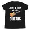 Just A Boy Who Loves Guitars String Instrument Lover Youth T-Shirt