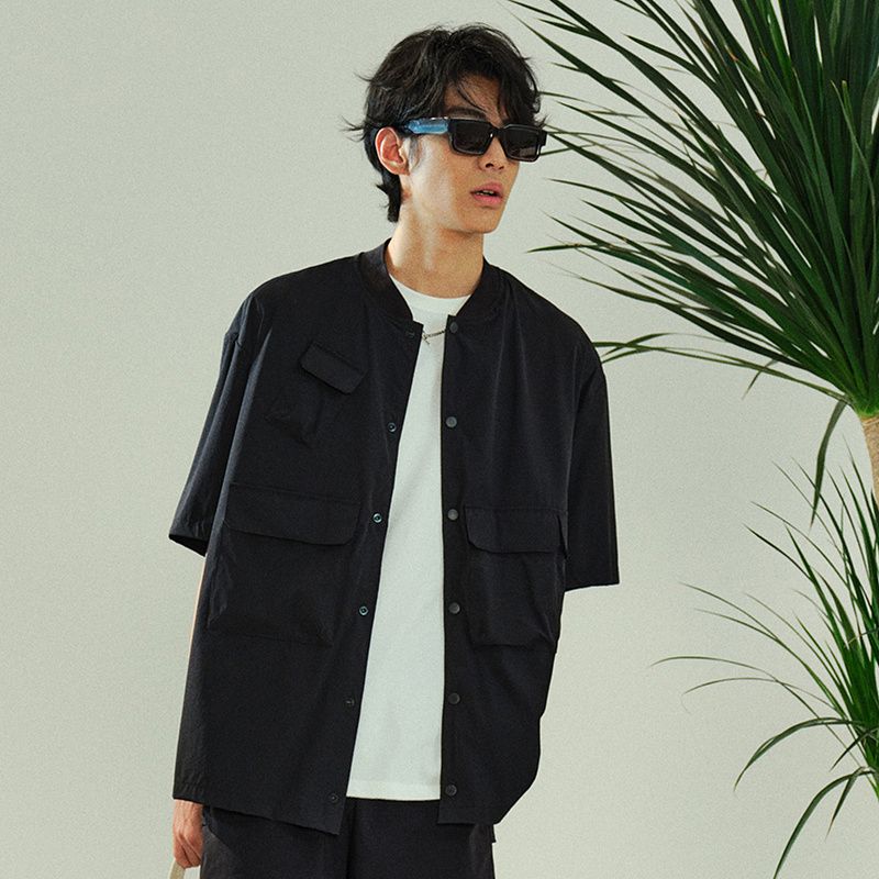 

HM Men s Clothing Jacket 2025 Summer New Arrival Loose Design American Casual Short Sleeve Multi-Functional Outwear 1288837