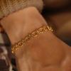 18k Gold Plated Chunky Oval Link Chain Bracelets for Women Thick Stainless Steel Zircon