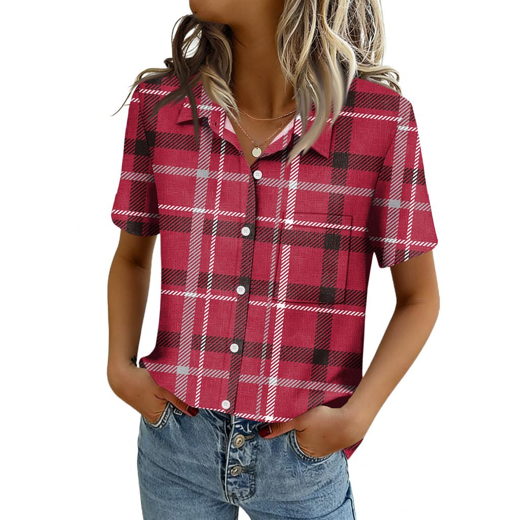 Women Blouses Short Sleeve Button Down Shirts Business Casual Dressy Work Tops Summer Spring Clothes