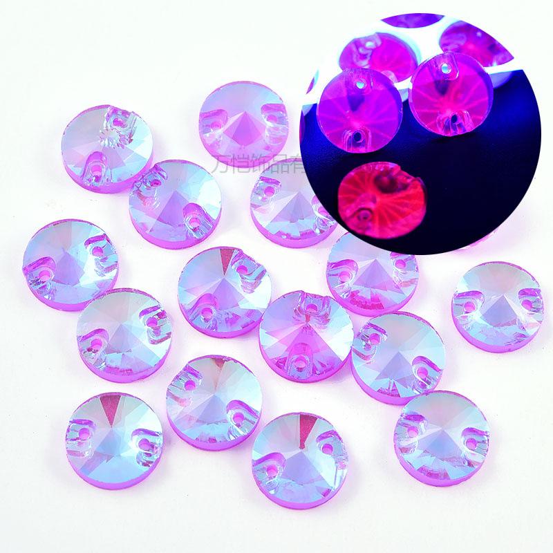 Glass Dark Purple Fluorescent Hand Sewn Drill, Special-Shaped Horse Eye Water Drop Neon Flat Bottom Hand Sewn Stone Diy Jewelry, Luggage Accessories