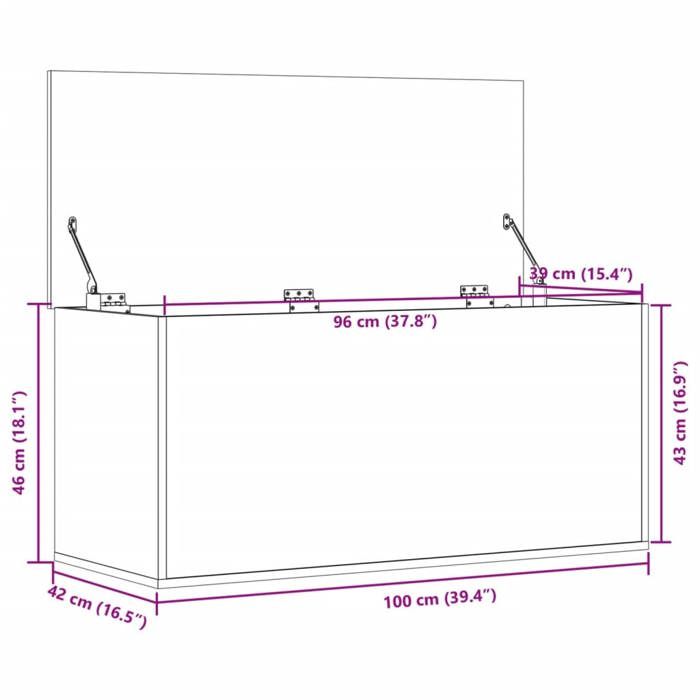 VidaXL Boîte de rangement blanc 100x42x46 cm bois d'ingénierie, boîte à couvertures, coffre de rangement, boîte de rangement 840660