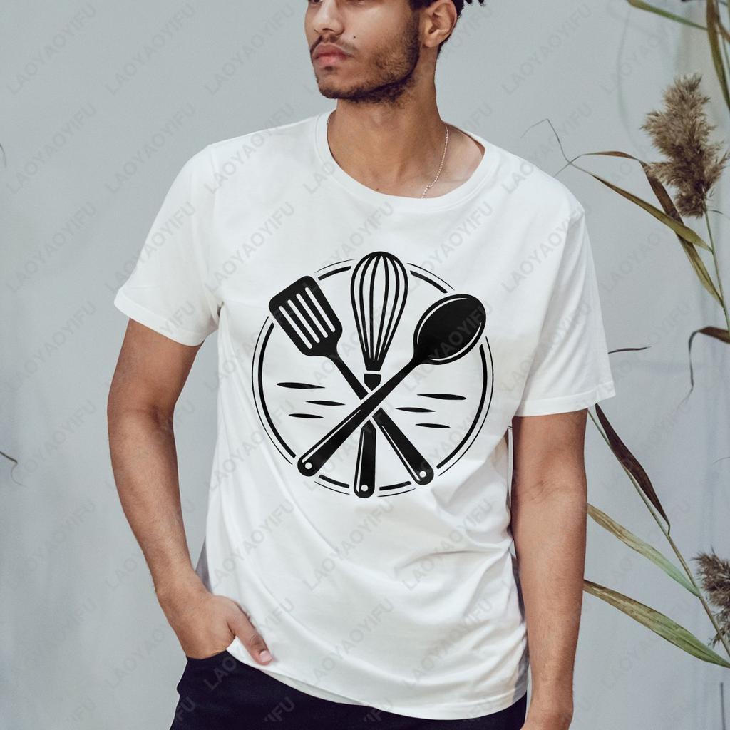 Chef Cooking Tools Kitchen Logo Tshirt Cooking Chef Funny Printed Shirt Shortsleeved Roundneck Streetwear Clothing