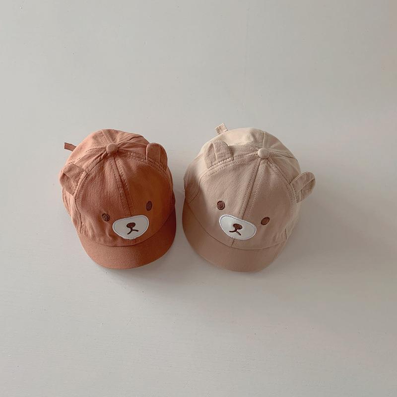 Cute Short Brim Baby Baseball Cap Cartoon Bear Ears Infant Toddler Sun Hat Outdoor Sunshade Baby Boy Girl Duck Tongue Caps