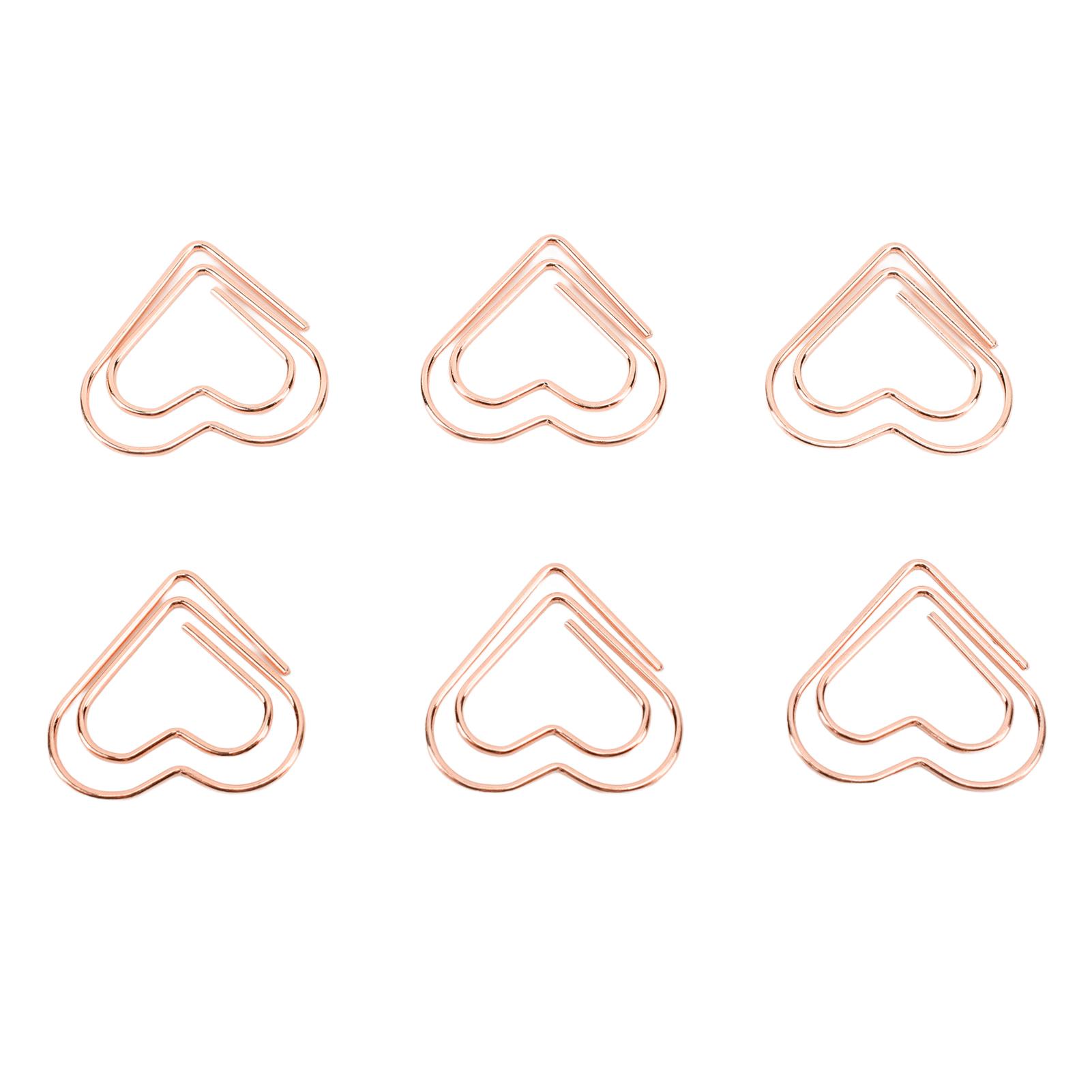 

100pcs Heart Shape Paper Clips Cute Metal Paper Clips Portable Adorable Small Paper Clips for Document Organization Rose Gold Heart Shape