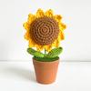Hand-Knitted Sunflower Wool Flower Pot Plant Ornament Woven Flower Teacher's Day Potted Small Gift Artificial Flower