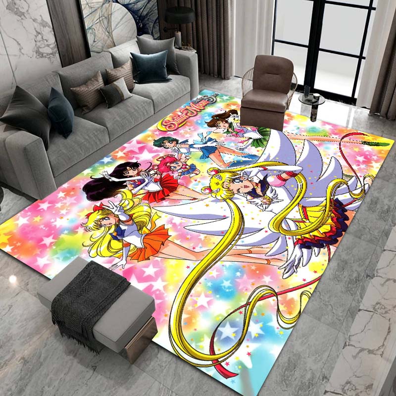 3D printed Sailor Moon pattern rug, large-area non-slip washable rug,, suitable for bedroom home décor.22