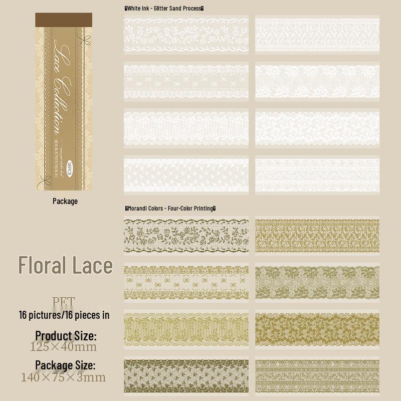 Ketchup Lace Retro Sticker Book: Versatile PET Strips for DIY Journals and Decoration