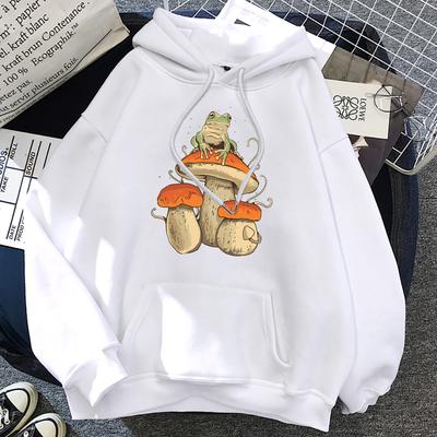 Funny Frog Print Round Neck Hoodie Aesthetic Mushroom Pattern Hoodie Women Unisex Fashion Long Sleeved Hoodie Fashion Pullover Casualwear