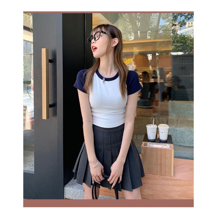 Women's Korean Version of Fashion Pure Desire Style Wear Spice Girl Short-sleeved T-shirt Women's Summer Niche Top Bottoming Shirt