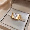 Flashbuy Stainless Steel Rings for Women Gold copper Color Love Heart Open Ring Statement Fashion Zircon Gift