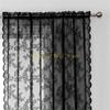 KX4B Elegant Lace Window Curtain White Warp Knitted Sheer Window Drape Privacy and Light Filtering Fabric for Home Decoration