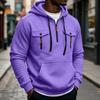 Men's Multi-Pocket Hoodie - Utility Hooded Sweatshirt