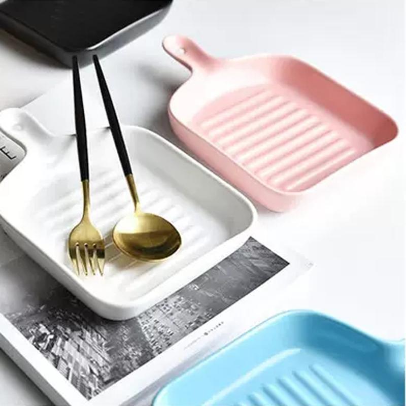 Nordic Matte Square Ceramic Baking Tray Domestic Baked Rice Bowl Microwave Oven Baking Dish Tableware Dinner Plate
