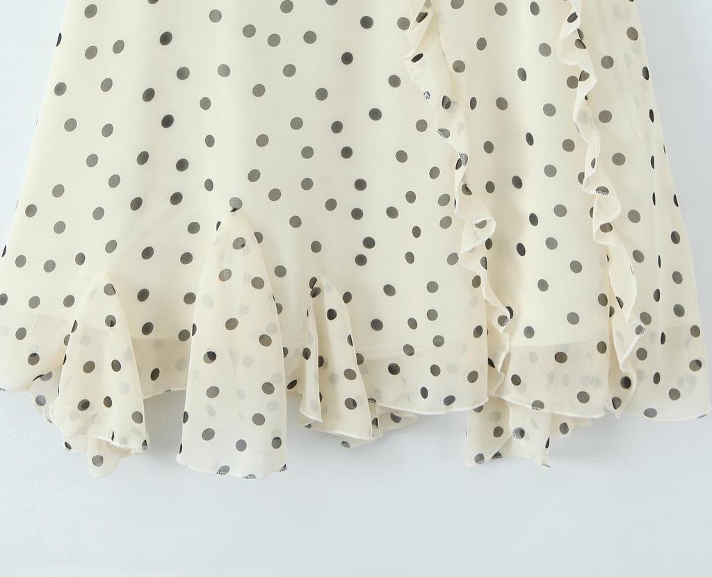 2025 Autumn/Winter European & American Ruffle Polka Dot Maxi Skirt for Women