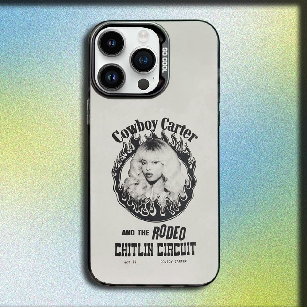 

B-Beyonce Cowboy Carter Phone Case For iPhone 16,15,14,13,12,11,Mini,Pro,SE,MAX Gray Matte Silicone Black Cover iPhone14pro