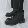 Fashion Autumn New Men Comfortable Lace Up Side Zipper High Top Leather Shoes Fashion Brand Round Toe Thick Soled Non Slip Outdoor Boots