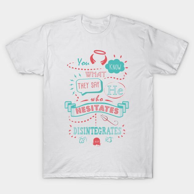 

Men Black Print T-shirt He Who Hesitates... No-Cut Transfer Paper Print Cotton Tshirt 2XL білий