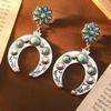 Earrings Bohemian Ethnic Style Earrings Diamond Turquoise Hollow Earrings Women'S Retro Versatile Earrings