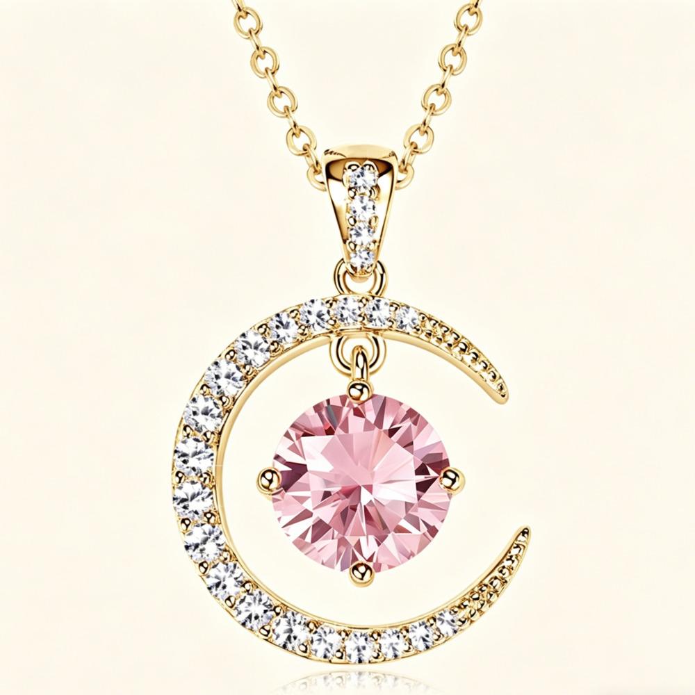 8mm Fashion Crescent Moissanite S925 Sterling Silver Necklace High End Unique Dynamic Pendant Clavicle Chain For Women