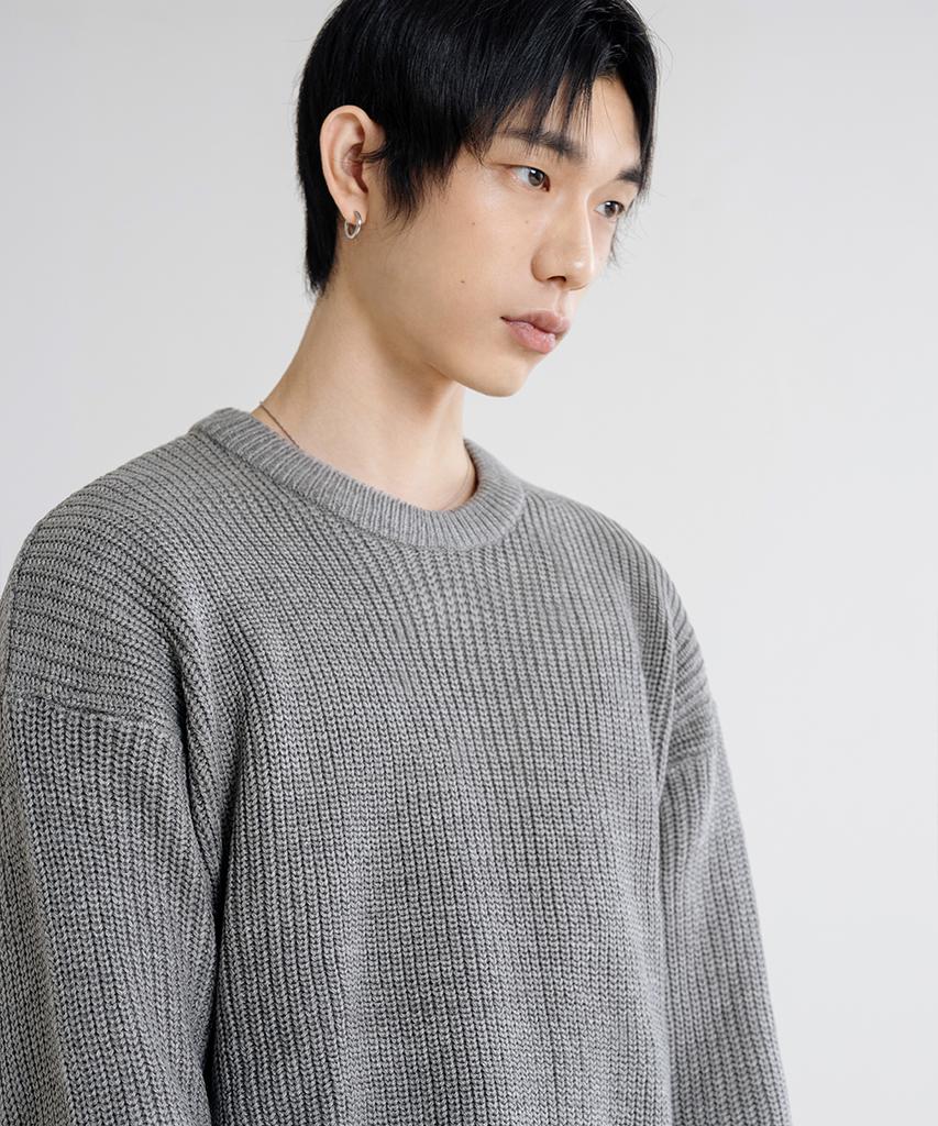 LEMAIN SECOND Oversized Voluminous Washable Crew Neck Hacci Knit [Gray]
