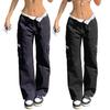 Women Cargo Pants Straight Low Waist Baggy Pants Wide Leg Multi Pockets Work Trousers Comfy Streetwear Female Trousers