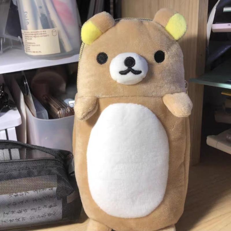 Cute Standing Posture Self Deprecating Bear Storage Pen Bag Large Capacity Multifunctional Students Stationery Bag