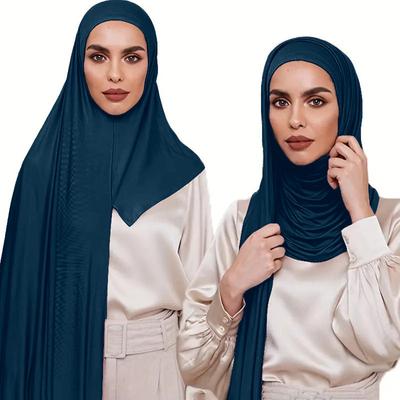 Premium Instant Jersey Hijab-halsduk Enfärgad Muslimsk Långhalsduk Turban Sjal Elastisk Bomull Arabisk Huvudduk Huvudbonader Saudi Hijabs