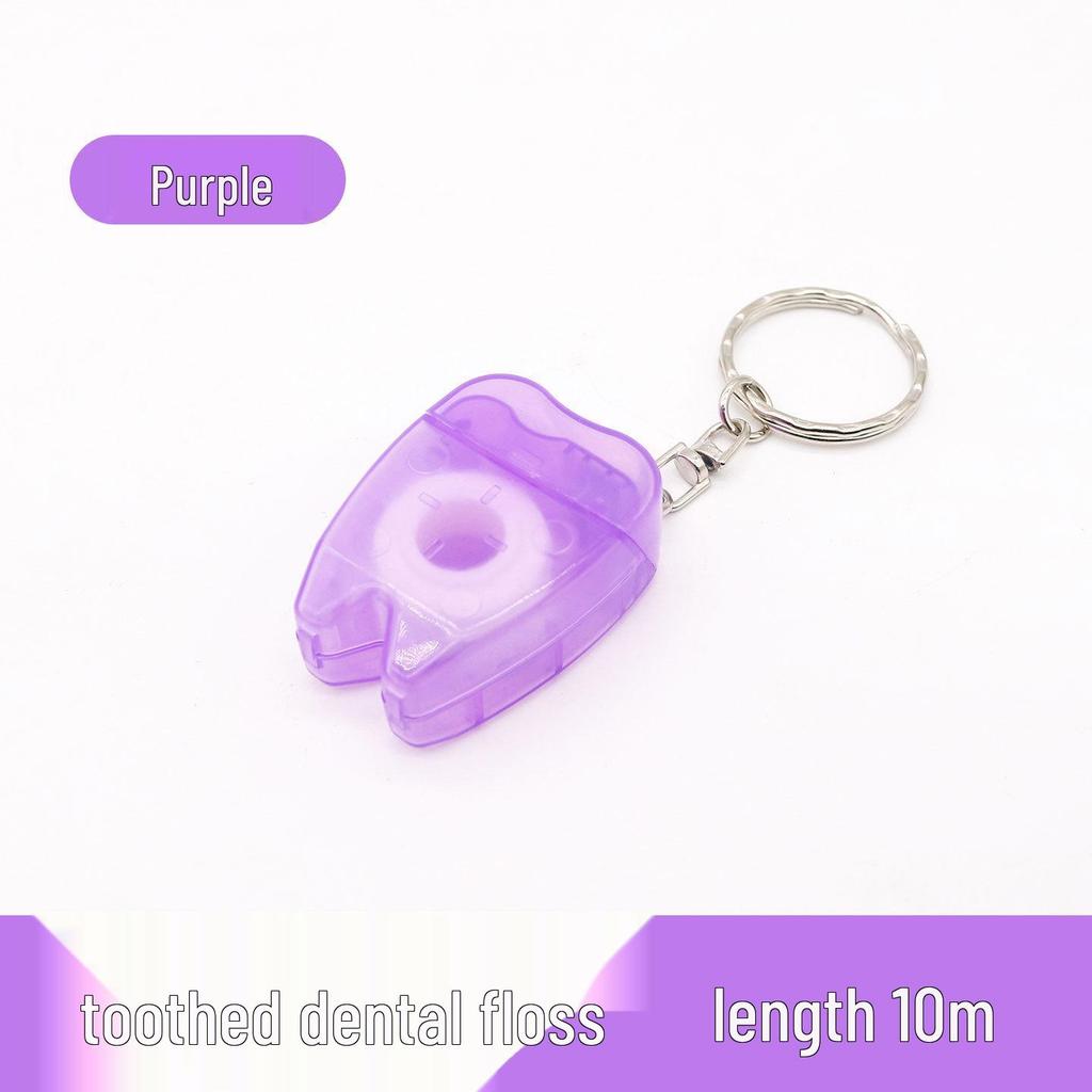 Tooth-Shaped Dental Floss Keychain - Portable Oral Cleaning Tool with Flat Wire