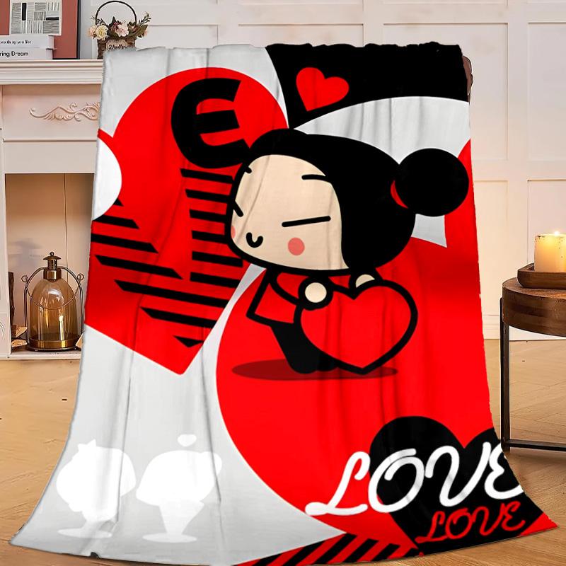 1PC Heartfelt Love cute doll Flannel Blanket Gift, Suitable for Both Men And Women, Soft Ideal for Beds And Sofa, Birthday Or Christmas Gift