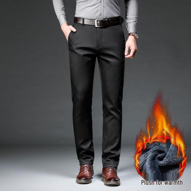 Men's Lyocell Plus Velvet Straight-Leg Dress Pants: 2025 Autumn/Winter Collection