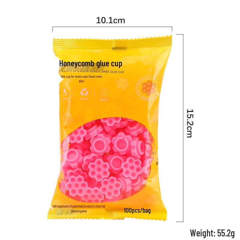 100-Pack Grafting Eyelash Glue Delay Cups - 7-Hole Honeycomb Design for Lash Extensions