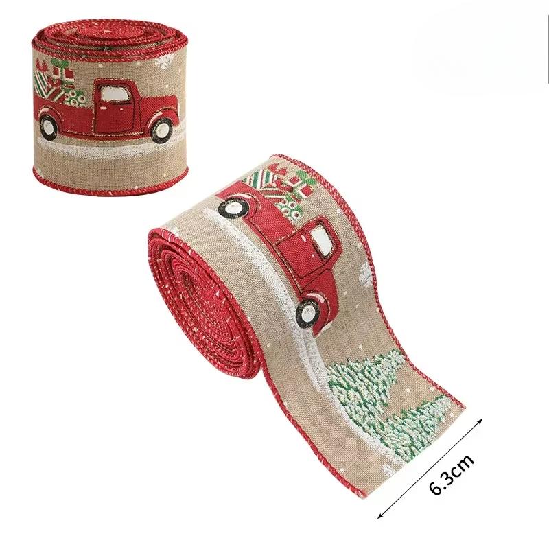 2m Linen Christmas Ribbon Snowman Christmas Trees Rattan Garland Decoration Silk Ribbon Party Arrange Supplies Gift Streamers