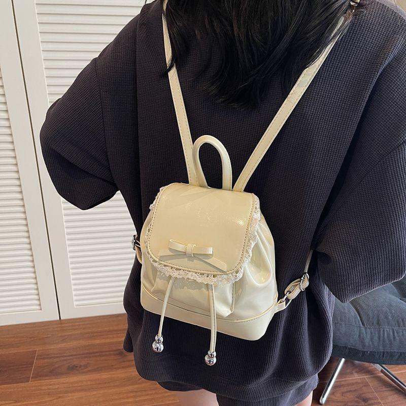 Gentle Wind Lace Bow Niche Mini Backpack Women's New Fashion Versatile Portable Travel Small Backpack