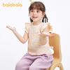 Balabala T-shirt for Girls, Short Sleeved Children's Top, Summer New Style, Striped T-shirt, Sweet Little Fly Sleeves