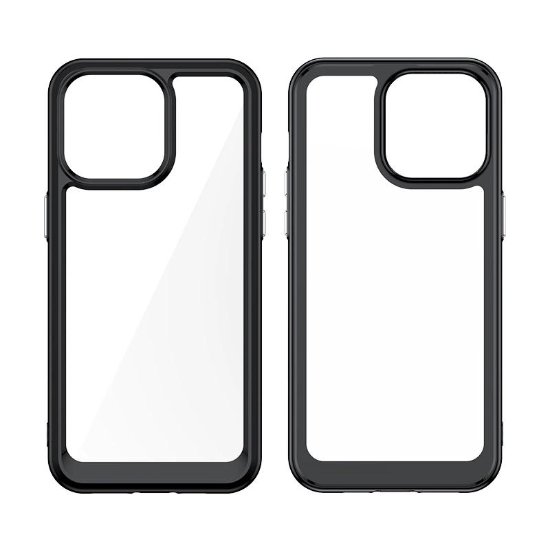 Wzmocnione etui z elastyczną ramką do iPhone 15 Pro Outer Space - czarne